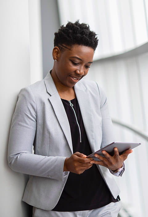 human with tablet